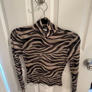 Superdown Zebra Mesh Turtleneck- S